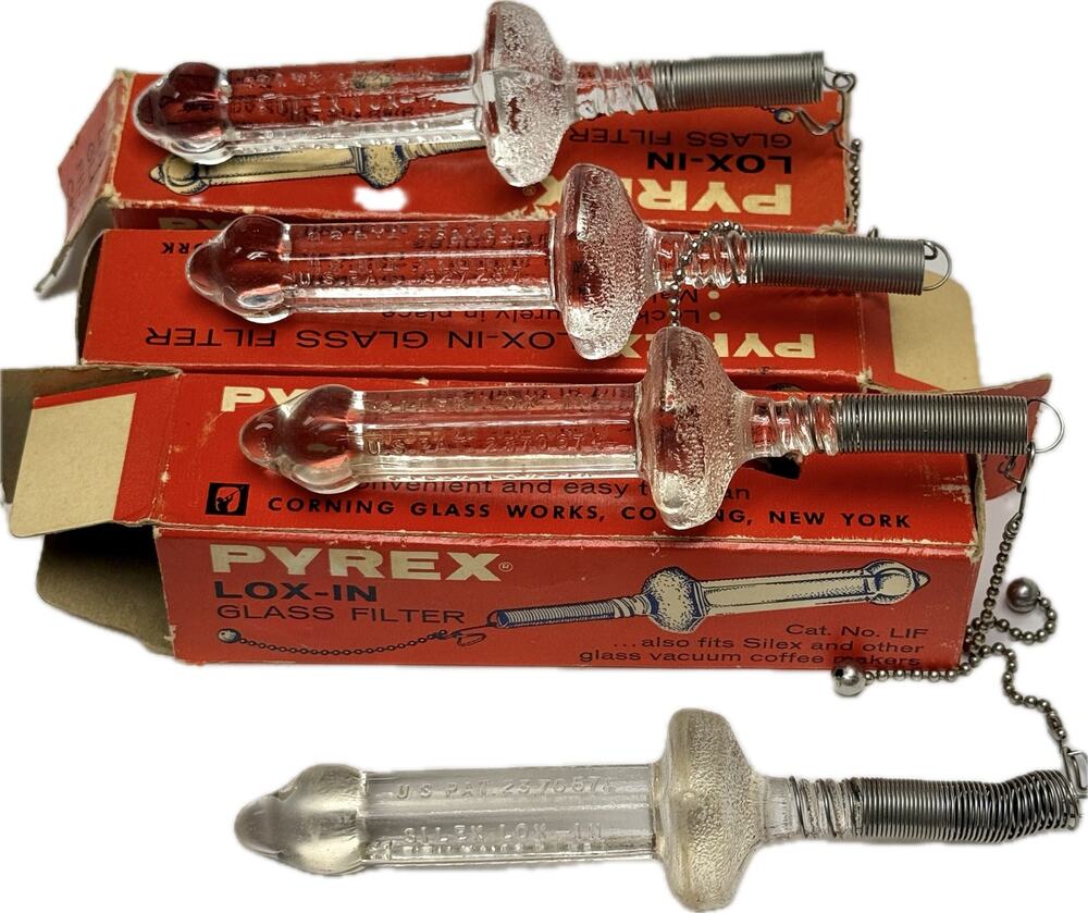 Vintage Pyrex LOX-IN Glass Filter Rods Vacuum Coffee Maker Lot of 3 New In Box